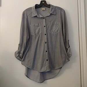 Navy and white stripped button down